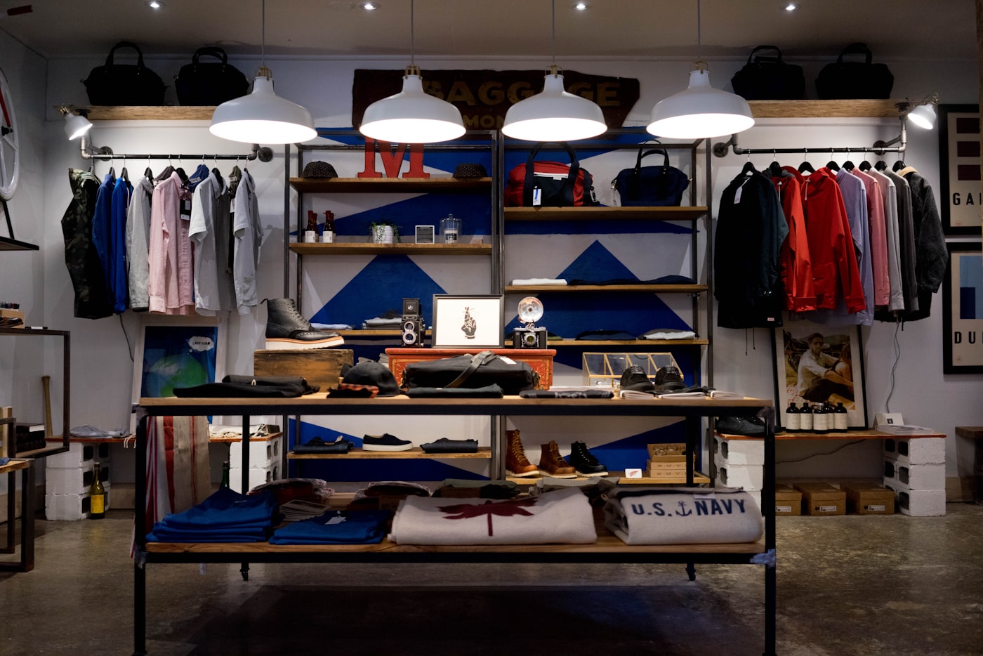 Retail store interior with product displays